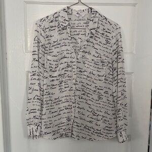 Candie's Black and White Script Button Down Shirt